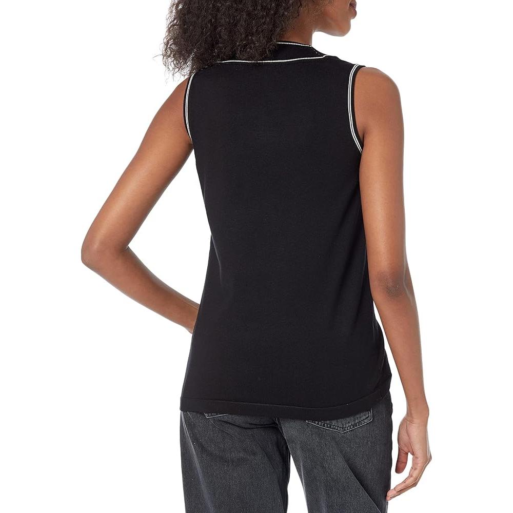 karl lagerfeld Paris Women's Sleeveless Logo Soft Sweater Vest Black L2KSS757 BLK ET1