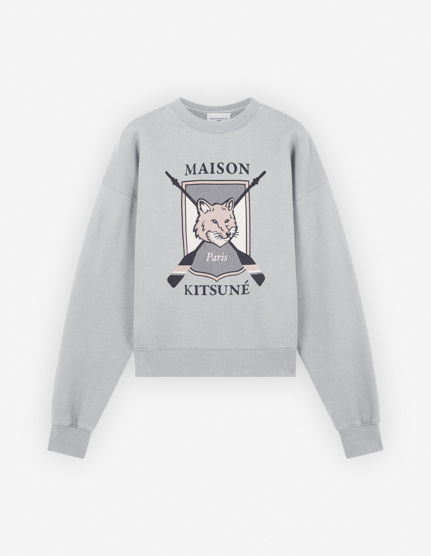 Maison Kitsune Women's College Fox Printed Comfort Sweatshirt Light Grey Melange LW00306KM0307 H120 - APLAZE