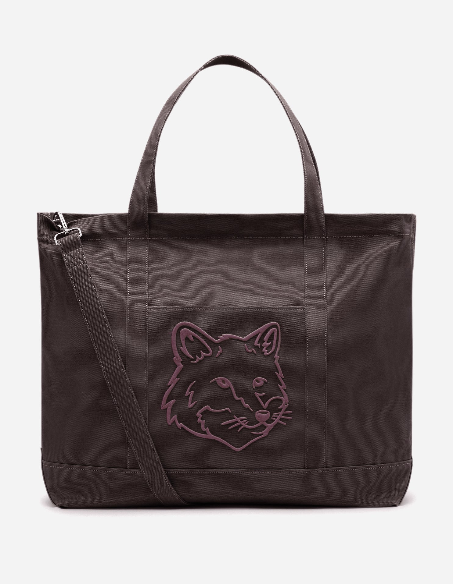 Maison Kitsune Bold Fox Head XL Tote Bag Pecan Brown LW05105WW0083 P299