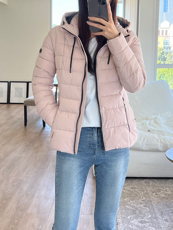 Michael Kors Women's Contrast Packable Hooded Down Jacket Blush M425704QNR ET3