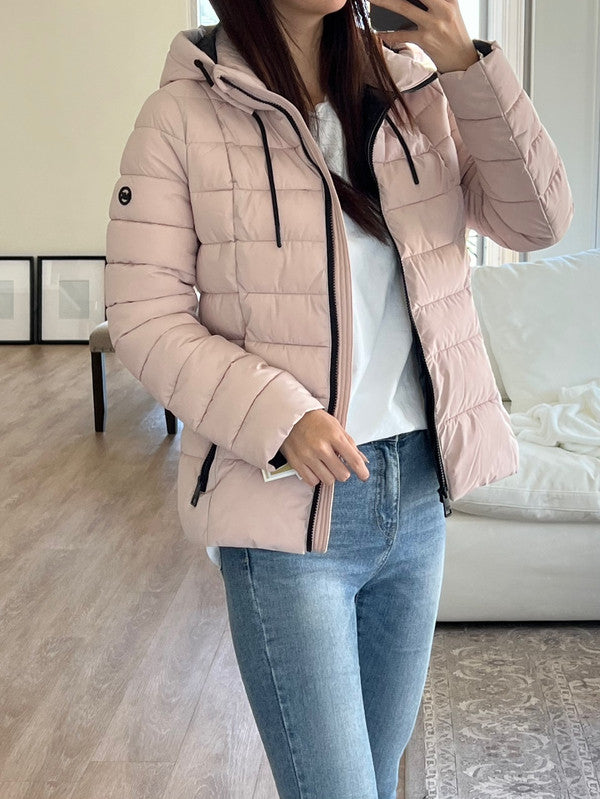 Michael Kors Women's Contrast Packable Hooded Down Jacket Blush M425704QNR ET3