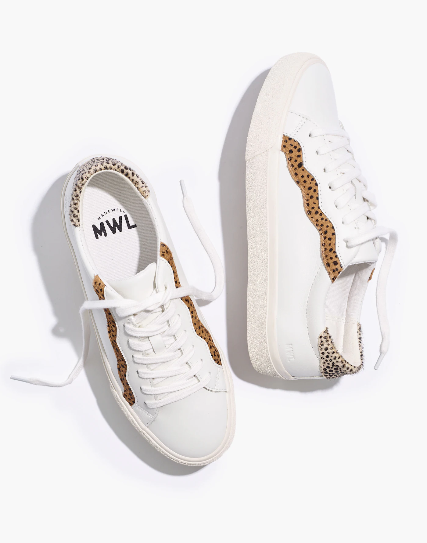 Madewell Women's Sidewalk Low-Top Sneakers in Leather and Calf Hair: Wave Edition Dried Amber Multi MD775