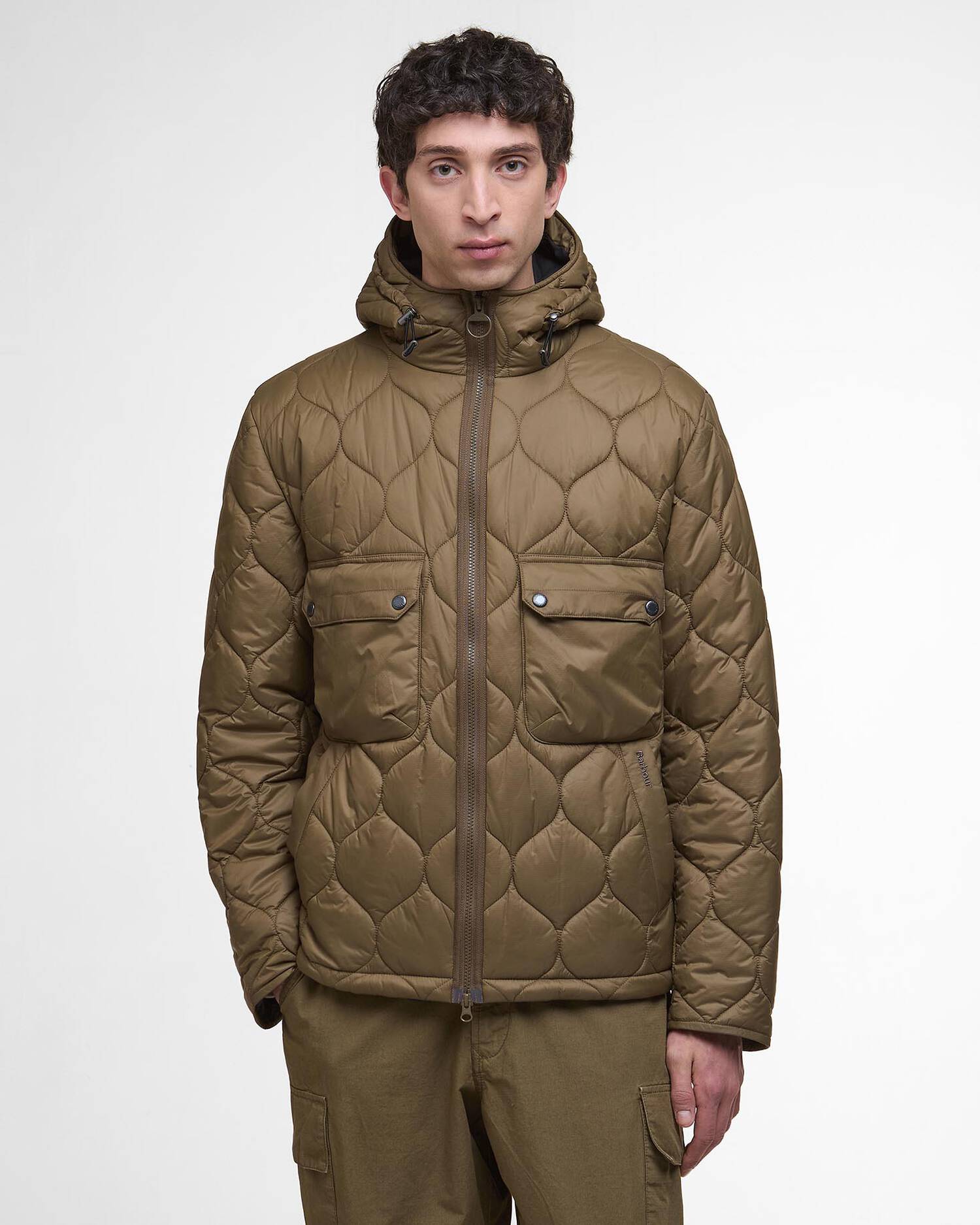 Barbour Men's Re-Engineered Hooded Spey Quilted Jacket Beech MQU1857 SN71