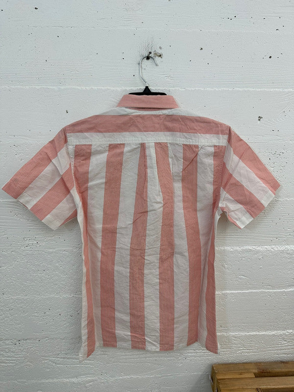 Tommy Hilfiger Men's  Striped Stripe RF Short Sleeve Shirt Peach/Stripe MW31762 972