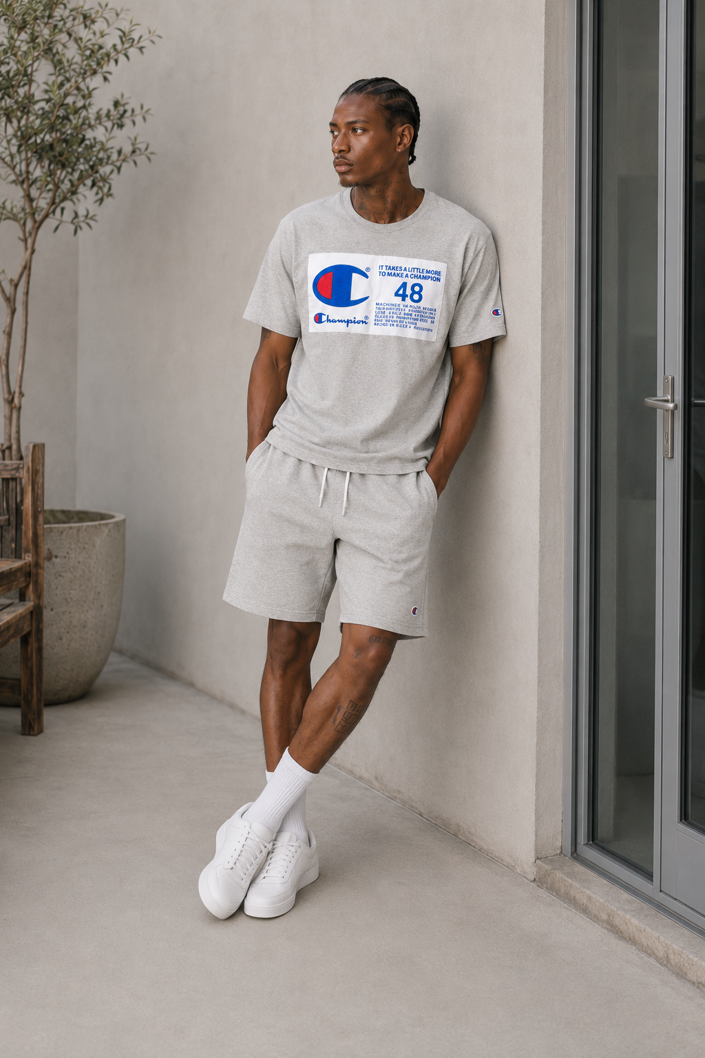Champion Photo-real Jock Tag Heritage Tee Oxford Gray GT19 586377 1IC