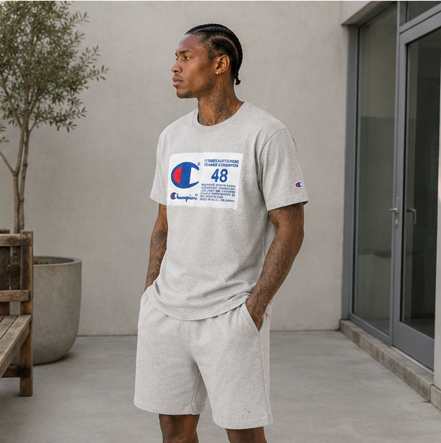 Champion Photo-real Jock Tag Heritage Tee Oxford Gray GT19 586377 1IC