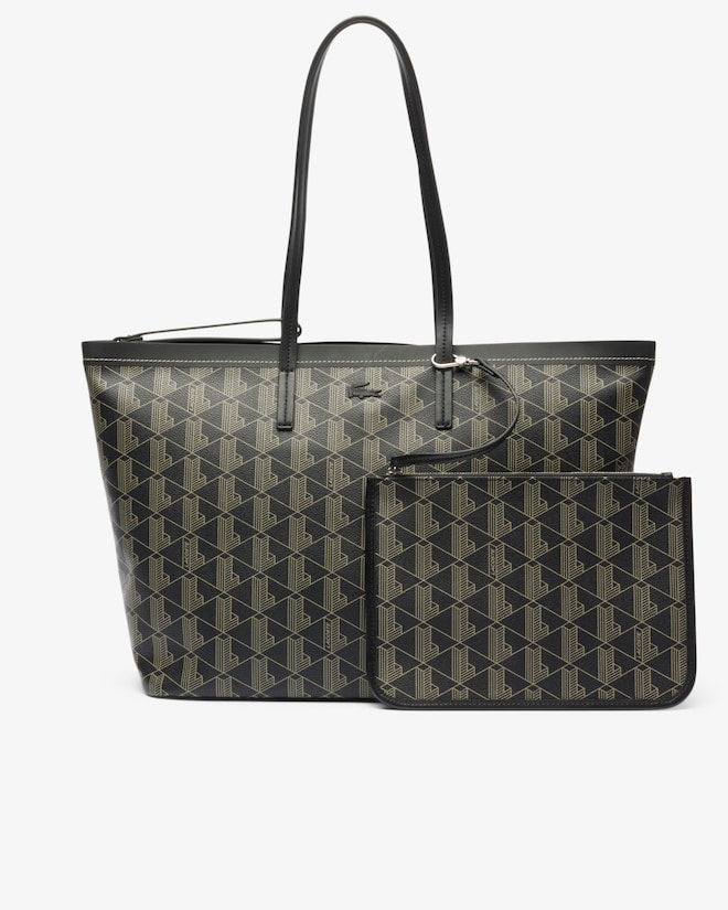 Lacoste Women’s Zely Grained Tote Pouch Mono Noir Beige NF5001ZE N56