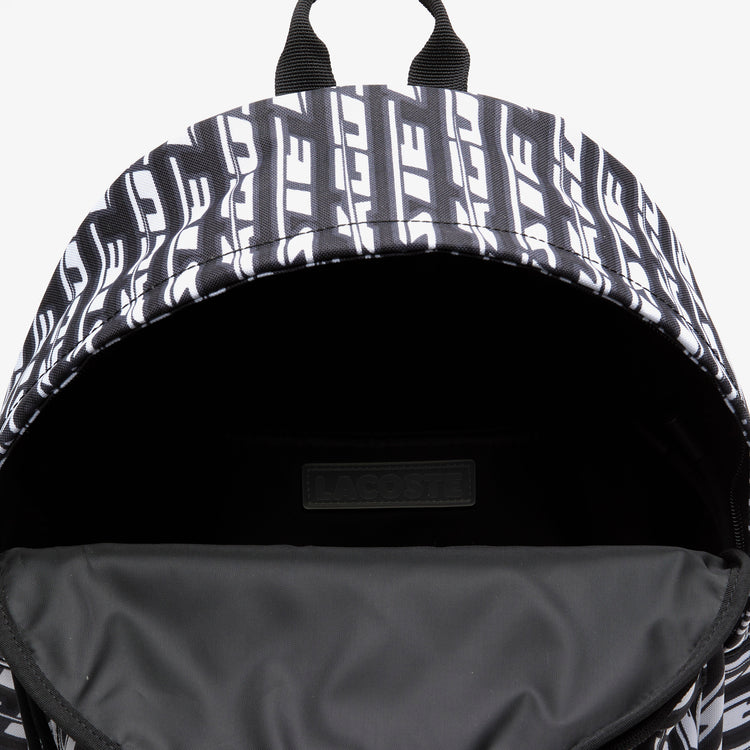 Lacoste Mens Neocroc Logo Print Backpack Mono Noir Blanc NH4223NZ L57