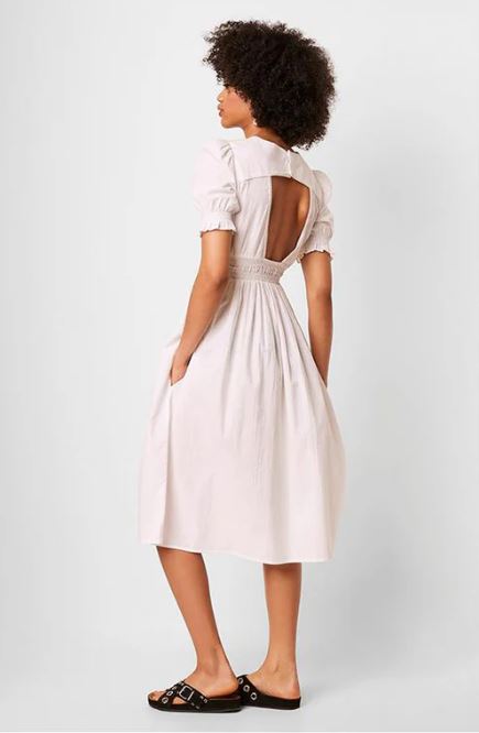 French Connection Yuri Seersucker Smock Sundress Linen White 71NNW