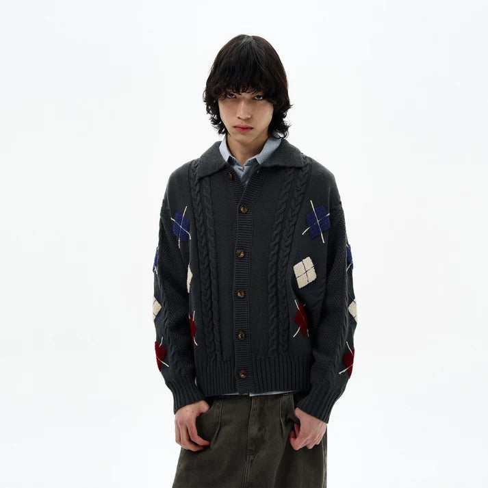 Autumn Winter Loose Casual Geometric Pattern Knitted Sweater Men Women Vintage Versatile Lazy Sle Long Sve Warm Top