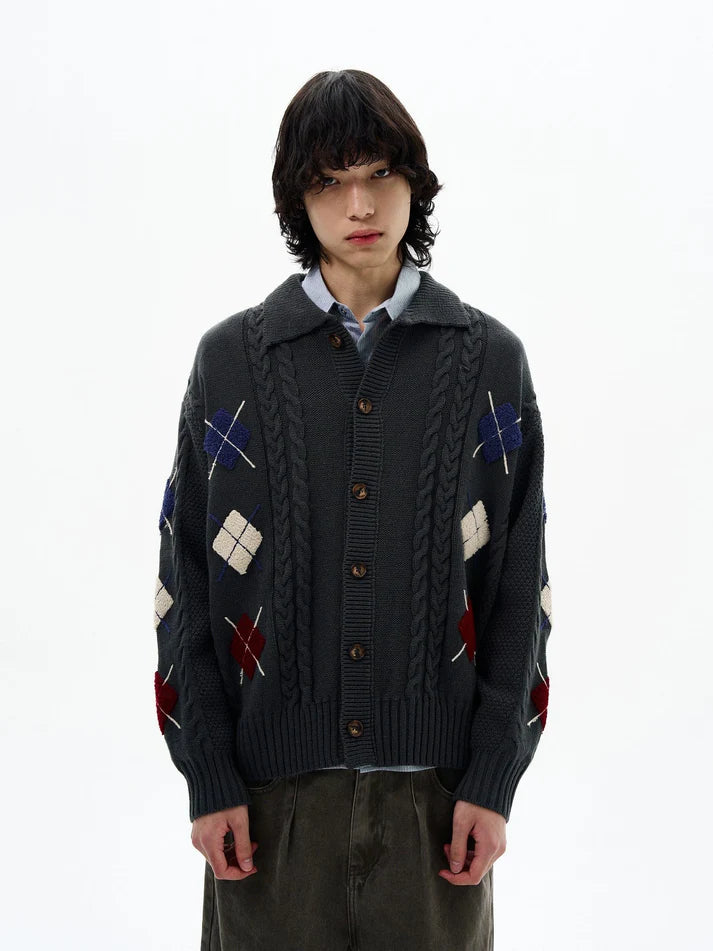 Autumn Winter Loose Casual Geometric Pattern Knitted Sweater Men Women Vintage Versatile Lazy Sle Long Sve Warm Top