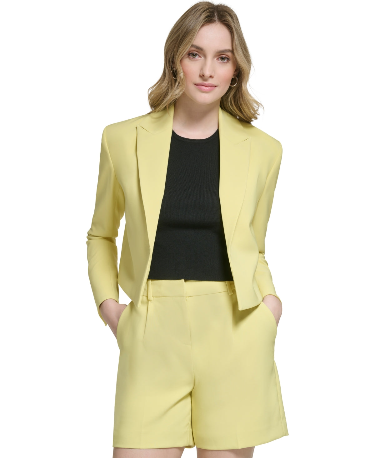 Calvin Klein Women's Cropped Open-Front Blazer Jacket Pear O34J7946 PRE C3