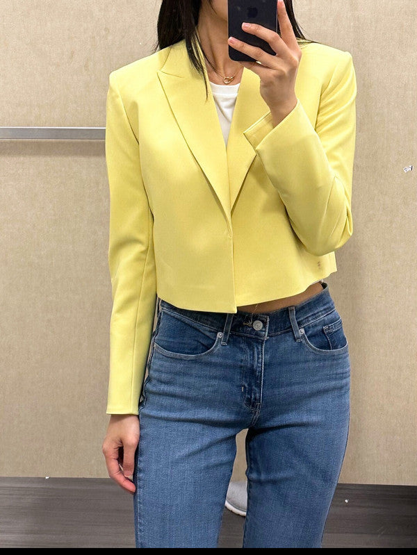 Calvin Klein Women's Cropped Open-Front Blazer Jacket Pear O34J7946 PRE C3