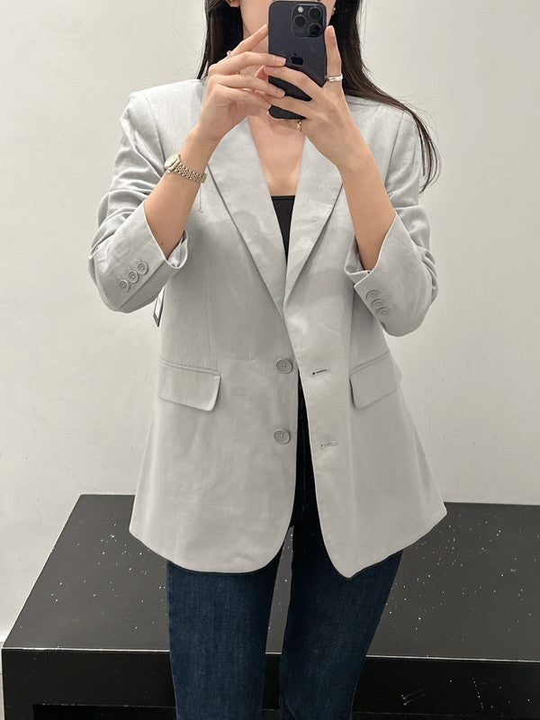 DKNY Women's Linen Blazer Jacket Sharkskin P3DCUQ79 EIH K1