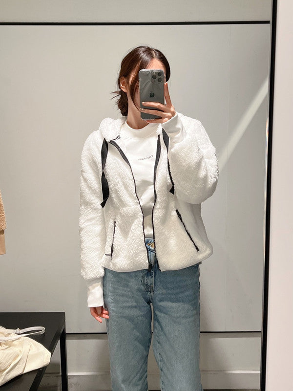 Calvin Klein Women's Performance Hooded Zip-Up Jacket White PECJ4377 CLD C2