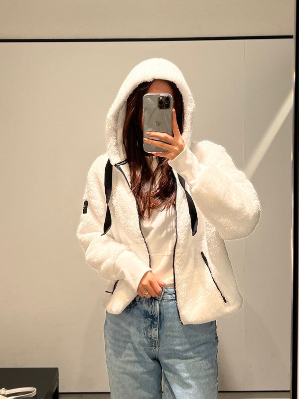 Calvin Klein Women's Performance Hooded Zip-Up Jacket White PECJ4377 CLD C2