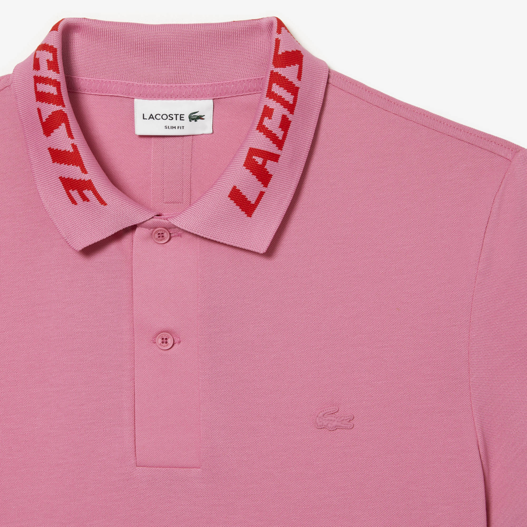 APLAZE | Lacoste Men's Branded Slim Fit Piqué Polo Reseda Pink PH9642 2R3