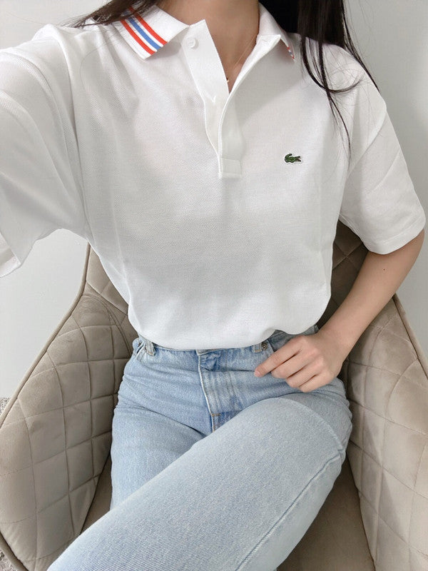 APLAZE | Lacoste Boys' Contrast Collar Branded Polo White/Multico