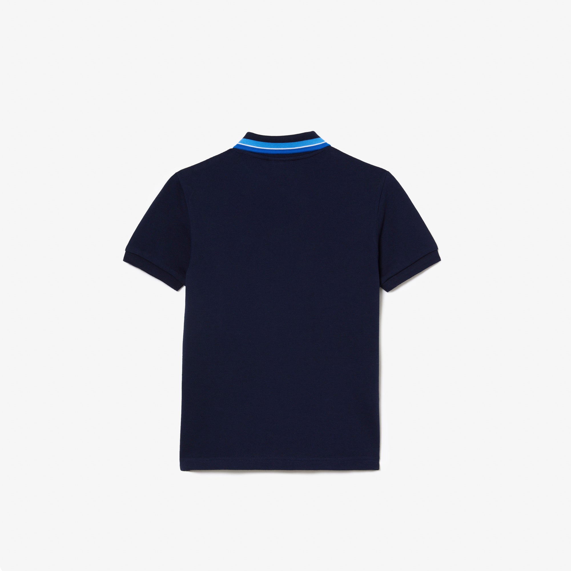 Lacoste Kids Tricolor Collar Cotton Petit Piqu Polo Navy Blue/Multico PJ9702 QRN - APLAZE