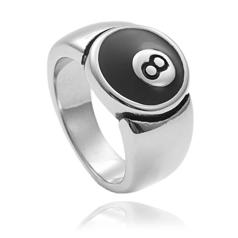 Aplaze Billiards Number Black 8 Ball Ring