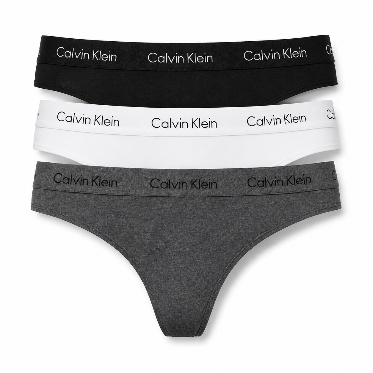 Calvin Klein Women's Thong 3PK Black / White / Charcoal Heather QP2959O 021