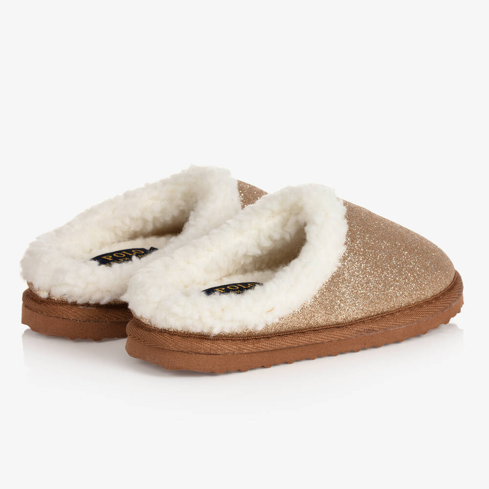 Polo Ralph Lauren Junior Charlotte Glitter Slipper Gold Glitter/Cream RFS11604J