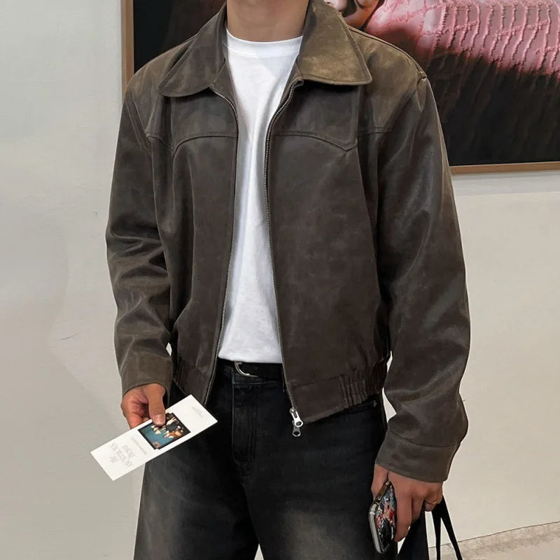 RT No. 11274 OLD BROWN RODEO LEATHER ZIP-UP JACKET