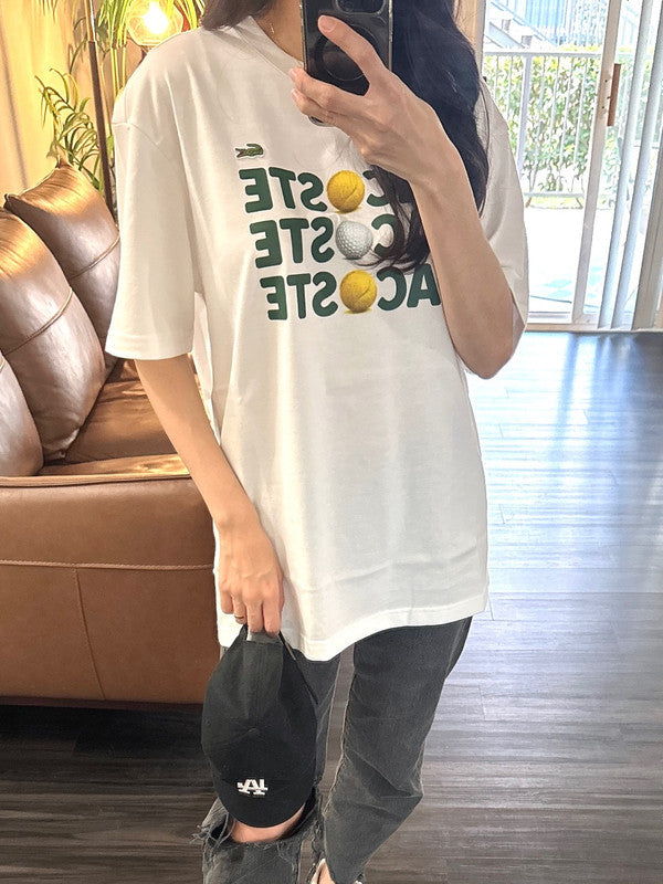 Lacoste Men's Heavy Cotton Ball Print T-Shirt White TH7370 001