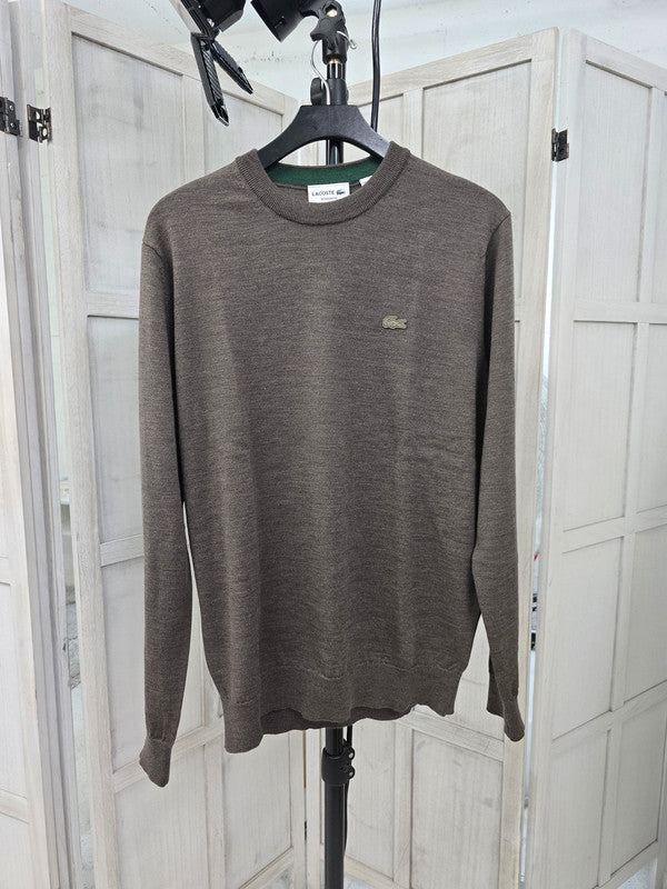 Lacoste Men’s Merino Wool Crew Neck Sweater Brown AH1969-51 ZBC