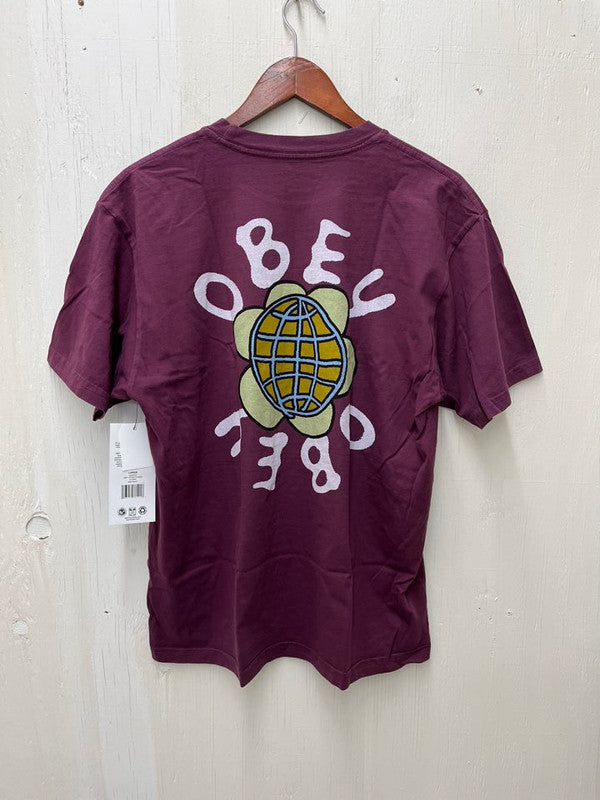 Obey Mens Obey Peace Flower T-Shirt Beetroot 163003231
