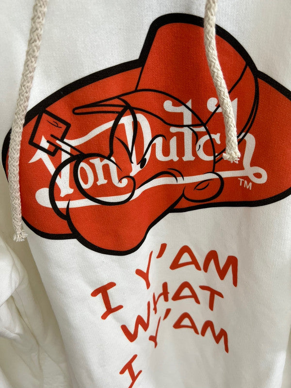 Von Dutch Mens Popeye Red Oval Cotton Fleece Hoodie Off White FM155V