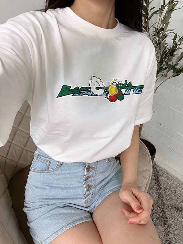 Lacoste Kids Branded T-shirt in Organic Cotton Jersey White/Muei TJ5310 SBH