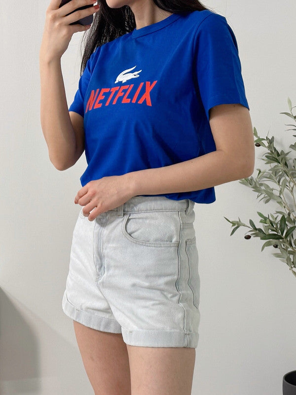 Lacoste Kids Lacoste x Netflix Organic Cotton Print T-Shirt Cobalt TJ5543 JQ0