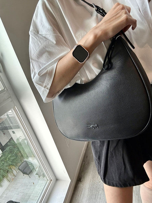 Lacoste Womens City Court Grain Leather Hobo Bag Black NF5108IE 000