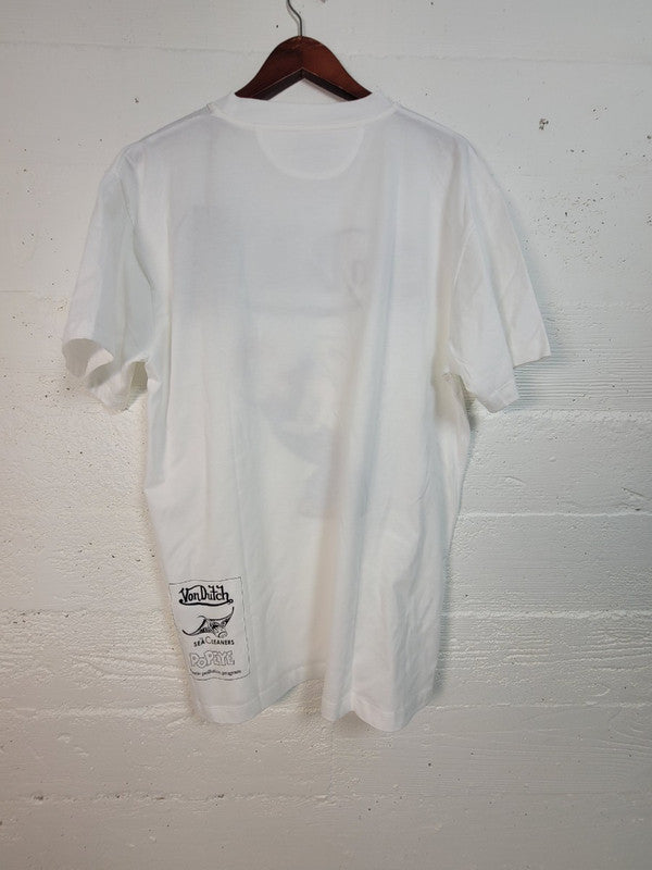 Von Dutch Mens Popeye Logo Organic Cotton T-Shirt Off White TM141V