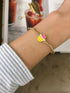 APLAZE Avec Womens Gold Smiley Beaded Bracelet OBA-707