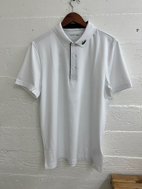 Lacoste Men's Sport Jersey Golf Polo Shirt White/Navy Blue DH3982 522