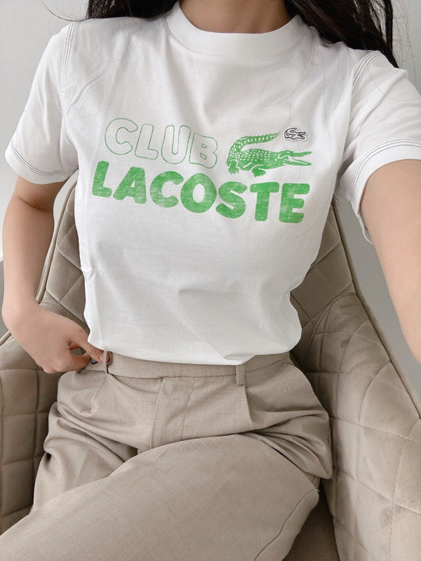 Lacoste Kids Branded Print Organic Cotton T-shirt White TJ5484 001