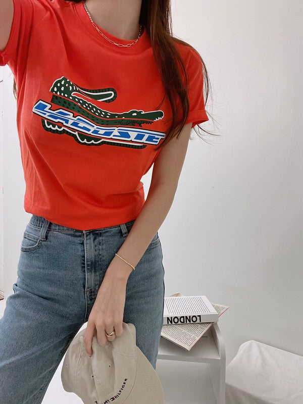 Lacoste Kids Contrast Print Cotton Jersey T-Shirt Watermelon TJ5335 02K