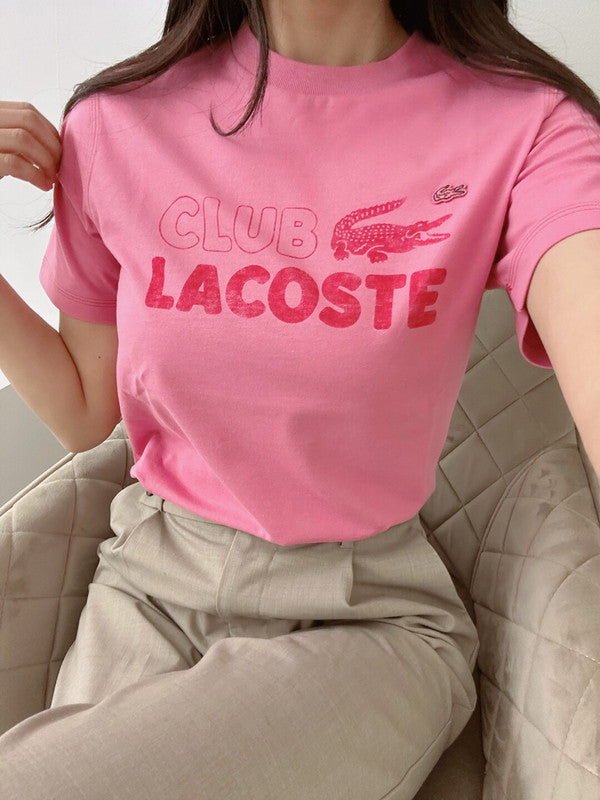 Lacoste Kids Branded Print Organic Cotton T-shirt Reseda Pink TJ5484 2R3