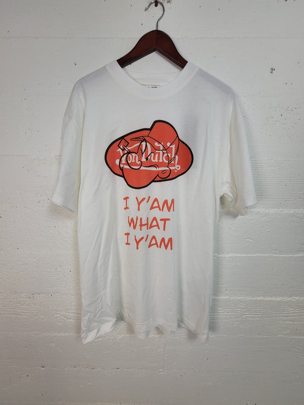 Von Dutch Mens Popeye Red Oval Cotton Fleece T Shirts Off White FM149V