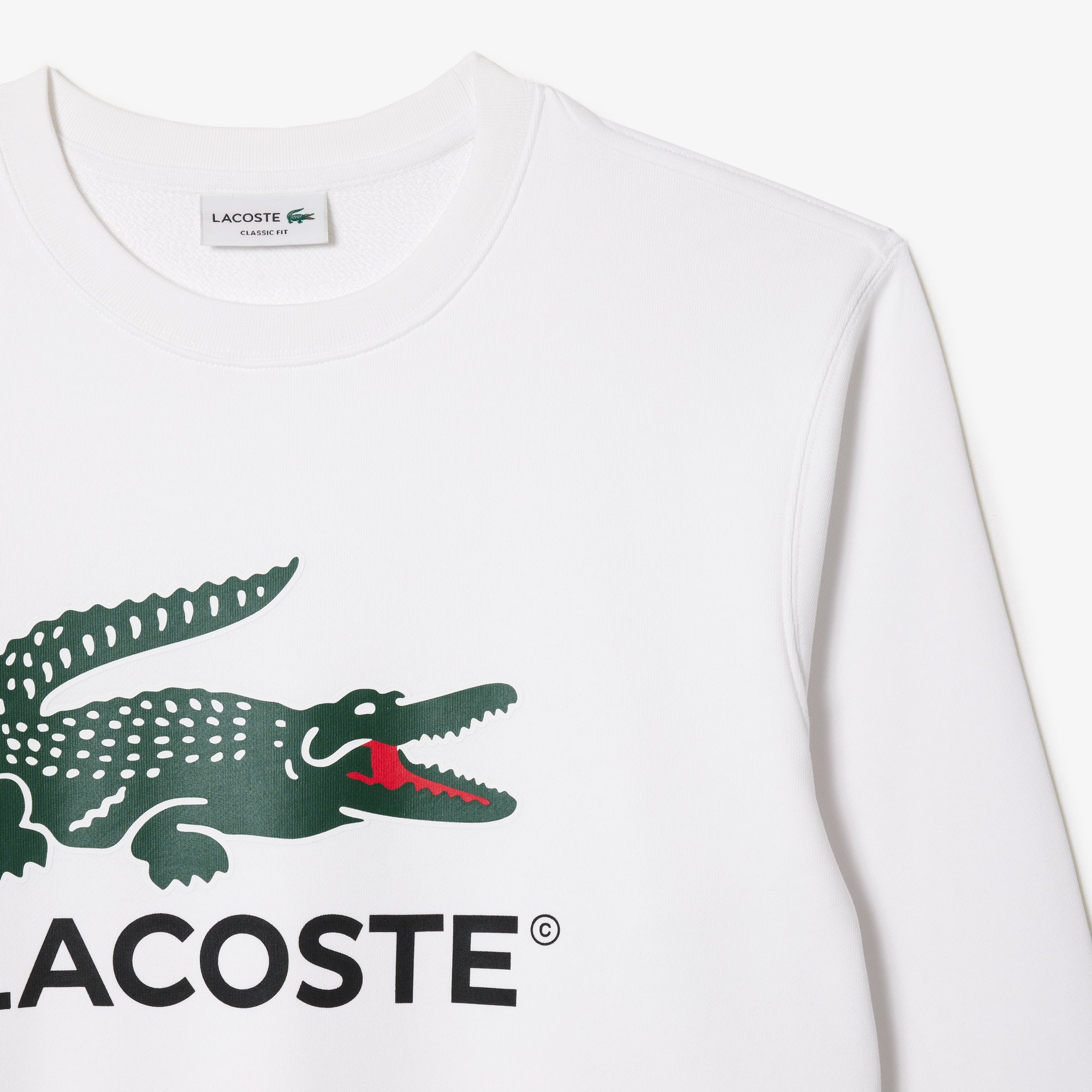 Lacoste Classic Fit Cotton Fleece Sweatshirt White SH1281 001