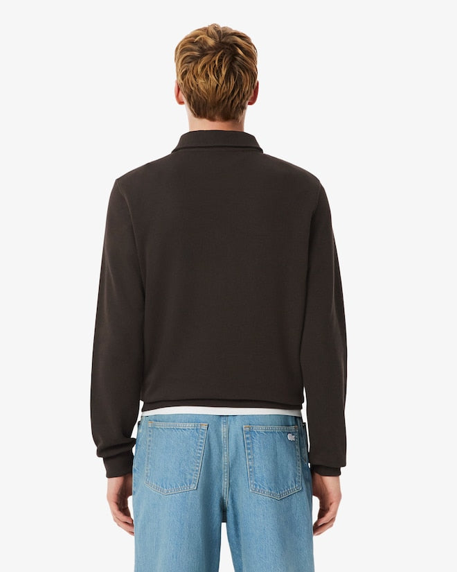 Lacoste Men’s Ribbed Cotton Polo Collar Sweatshirt Brown SH5781-51 SKB