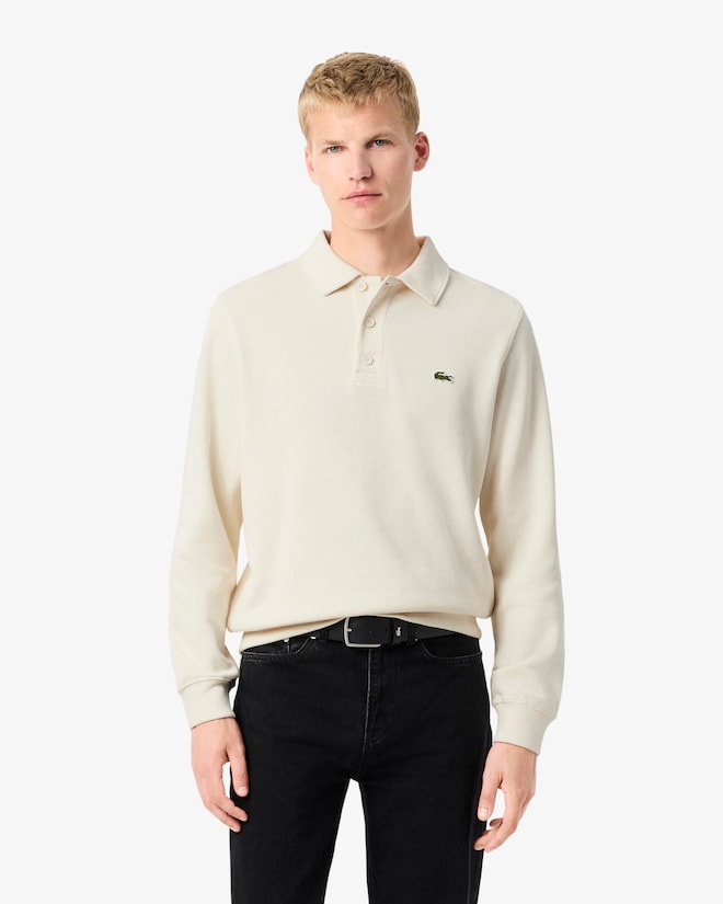 Lacoste Men’s Ribbed Cotton Polo Collar Sweatshirt Cream SH5781-51 XFJ