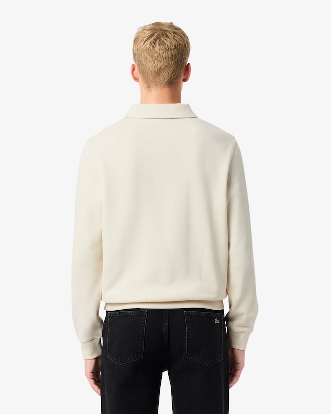 Lacoste Men’s Ribbed Cotton Polo Collar Sweatshirt Cream SH5781-51 XFJ