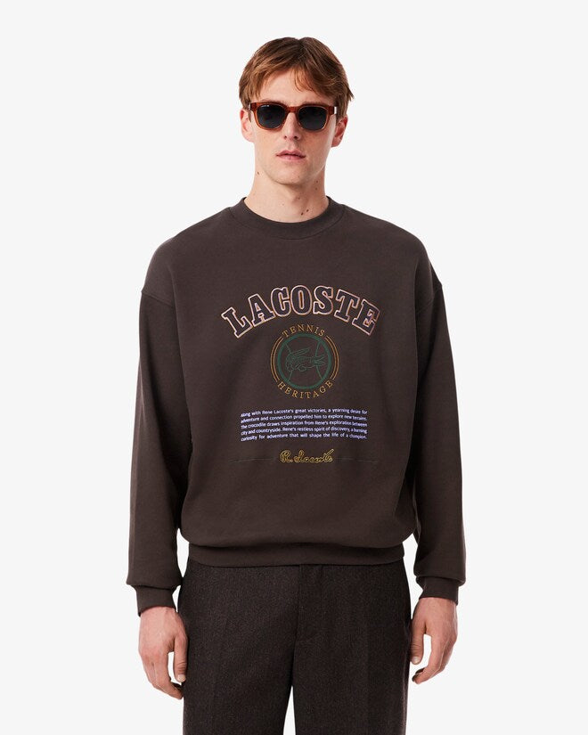 Lacoste Men’s Heritage Embroidery Fleece Sweatshirt Brown SH5888 SKB