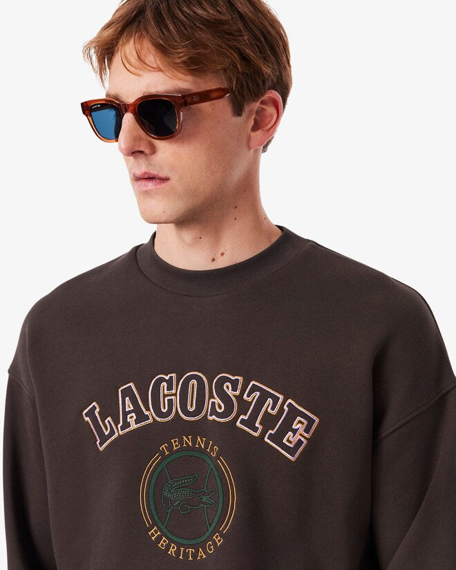 Lacoste Men’s Heritage Embroidery Fleece Sweatshirt Brown SH5888 SKB