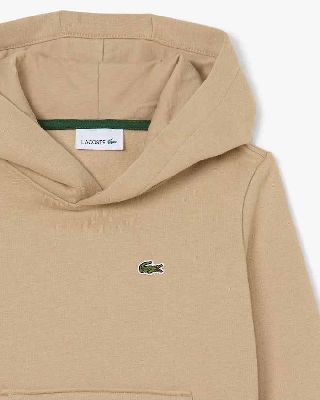 Lacoste Kids Kangaroo Pocket Fleece Hoodie Beige 947028 02S