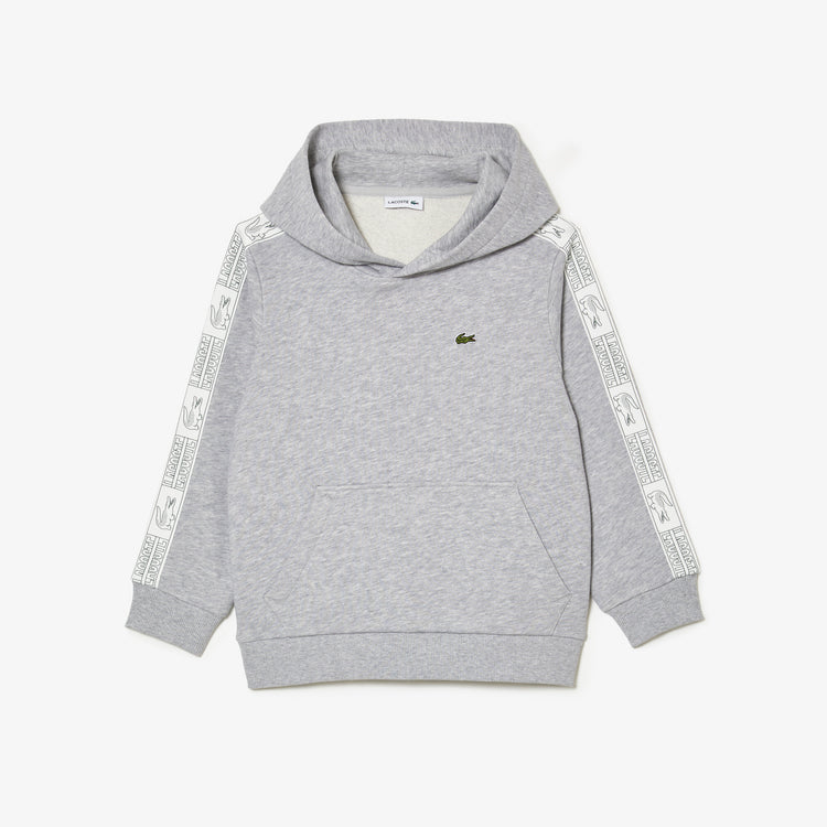 Lacoste Kids' Fleece Cotton Hoodie Grey Chine SJ1225 CCA - APLAZE