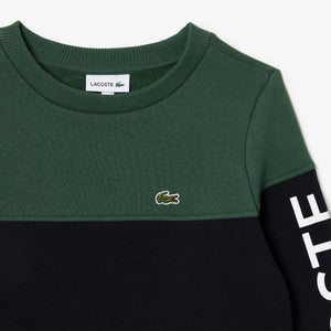 Lacoste Kids Colourblock Sweatshirt in Organic Cotton Fleece Sequoia/Abimes SJ5288 KZI - APLAZE